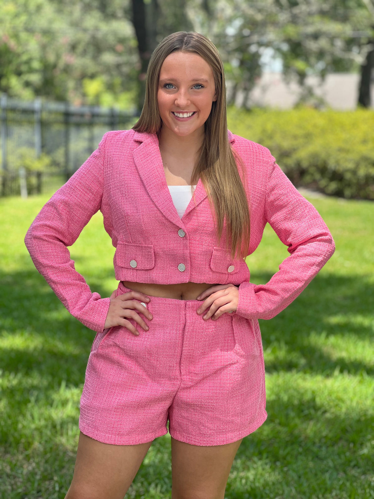 IT'S GAME TIME  //  Pink Barbie-Style Blazer Shorts Set