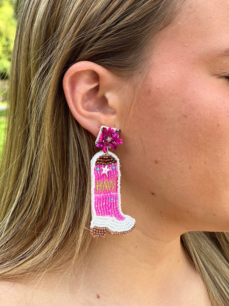 YeeHaw Pink Boot Earrings