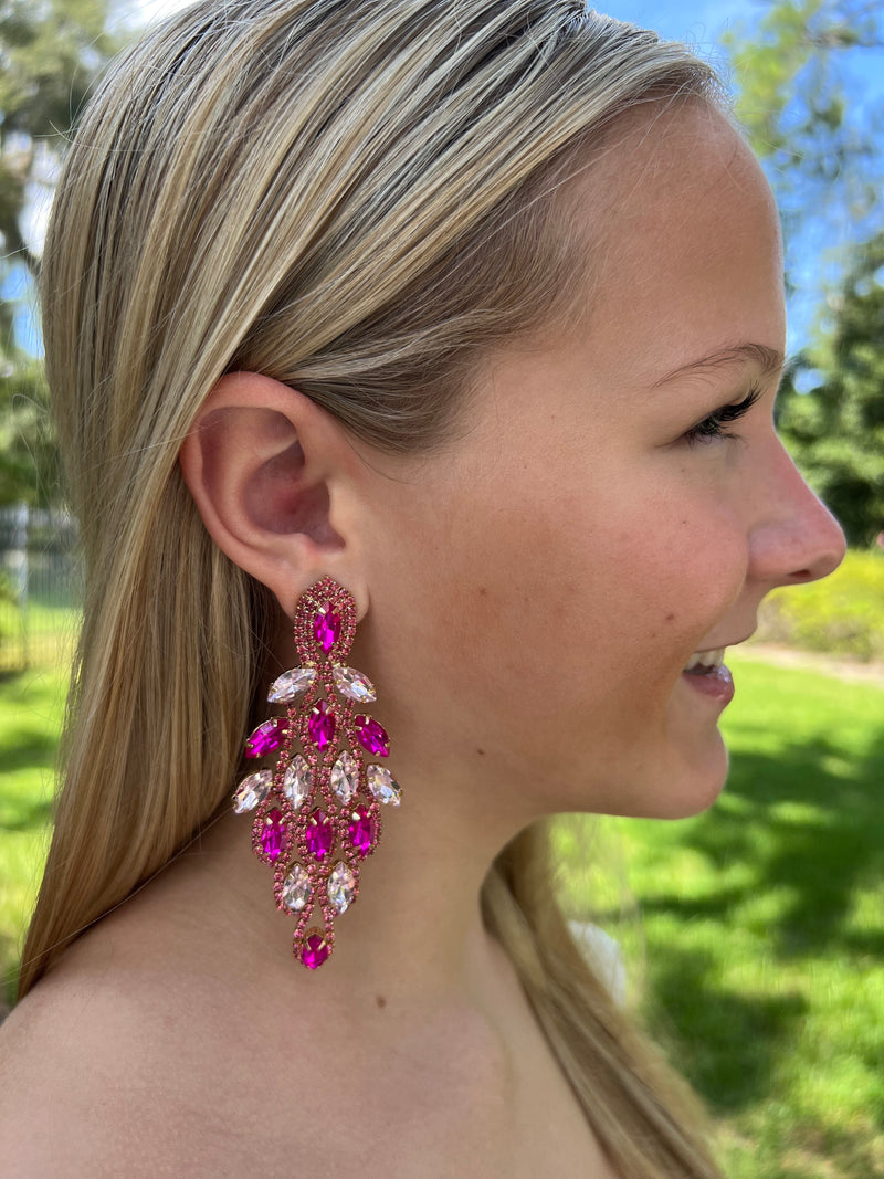 BOLD CITY Pink & Gold Chandelier Earrings