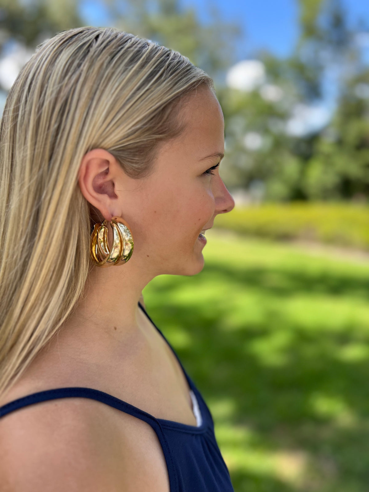 Fun Gold Double Hoop Earrings