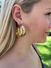 Fun Gold Double Hoop Earrings