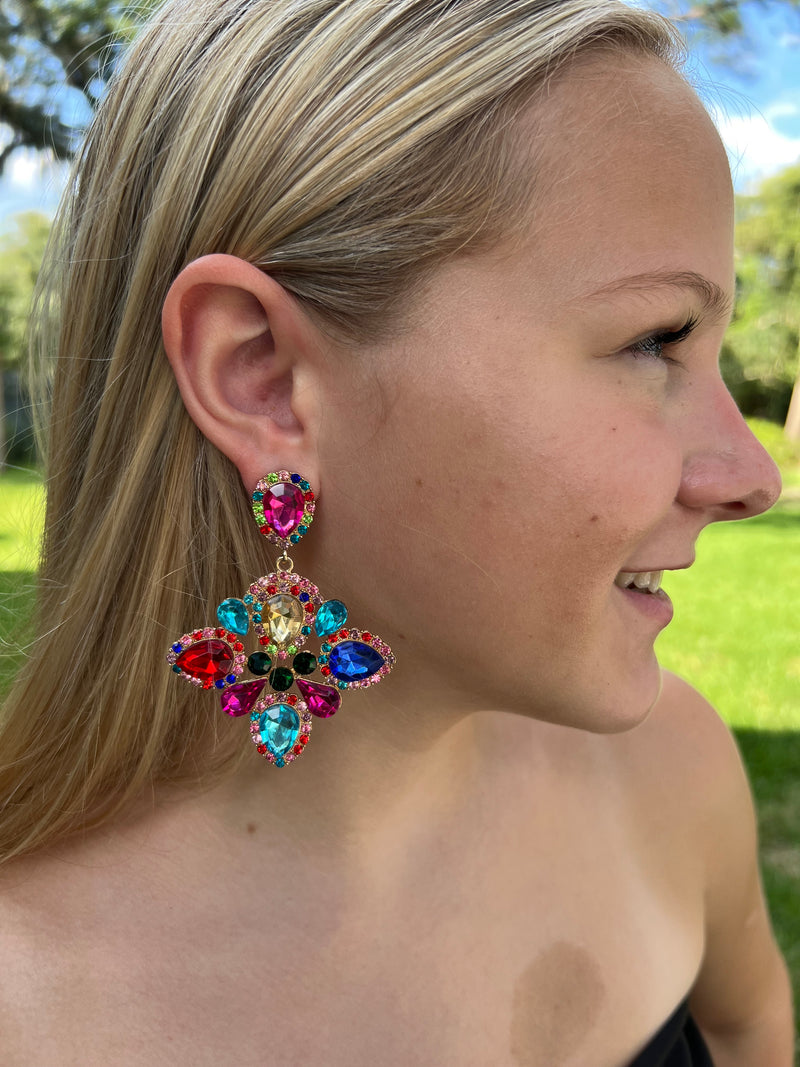 Multi-color Jewel Statement Earrings