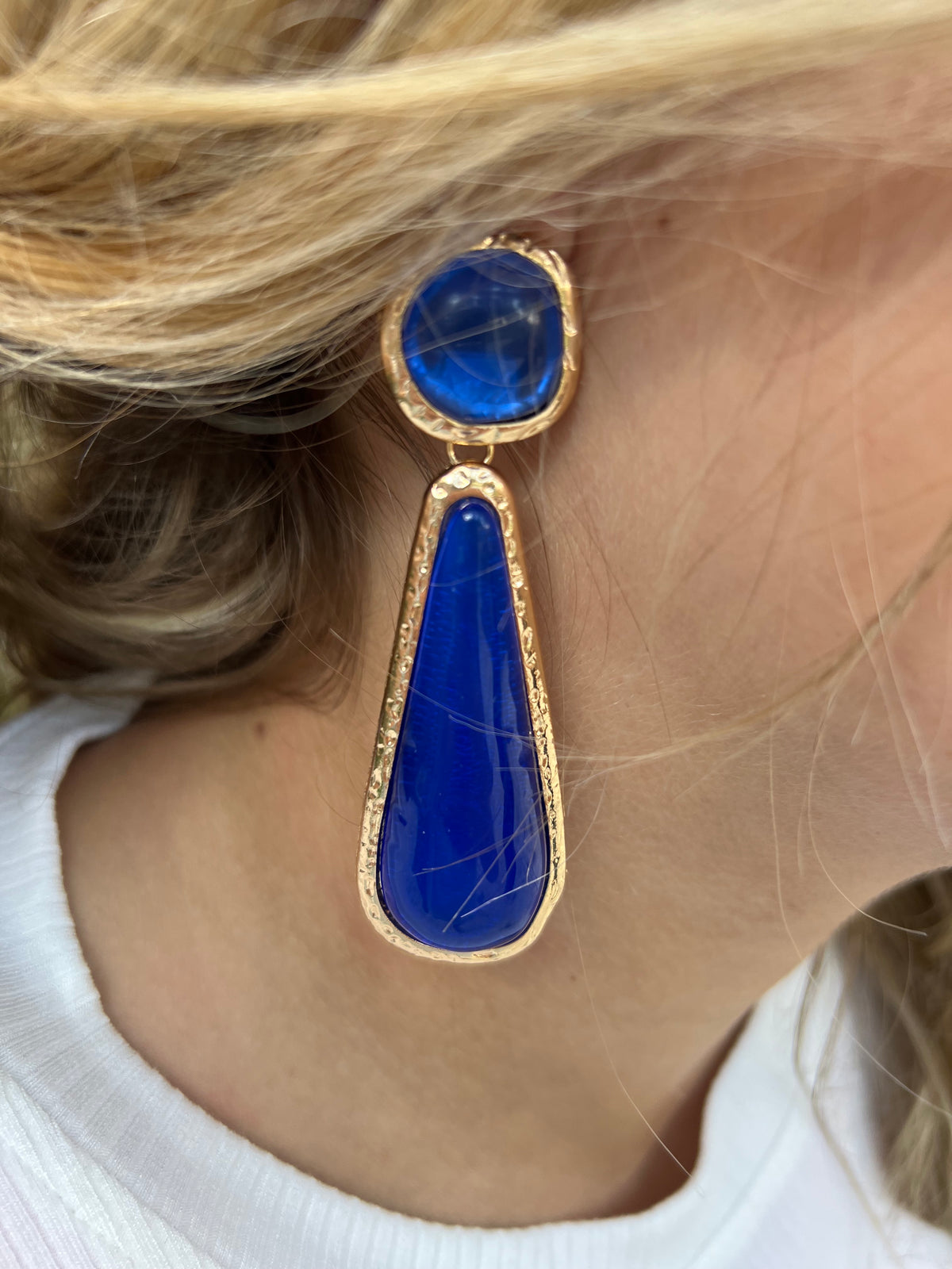 Blue & Gold Exclamation Earrings