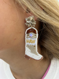 YeeHaw White Boot Earrings