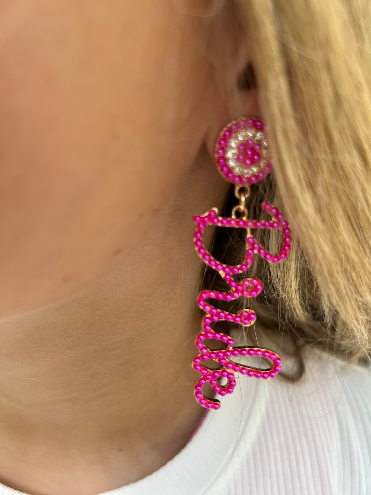 Barbie Hot Pink Bride earrings