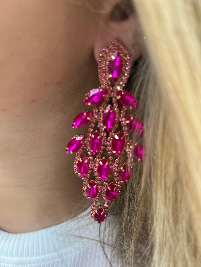 BOLD CITY Pink Chandelier Earrings