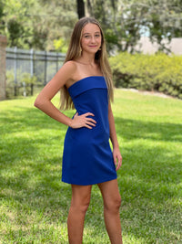 MY KINDA PARTY  //  Bandeau Mini Dress - Blue