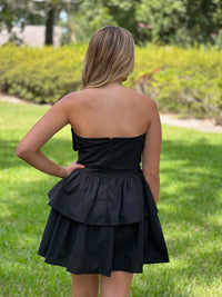 CARRIED AWAY  //  Black Ruffle Tube Mini Dress