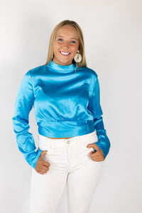 TIGHT END  //  Teal Satin Blouse