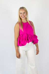 SET HIKE //  Hot Pink Ruched Top