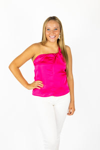 SACK 'EM  //  Satin Hot Pink Top