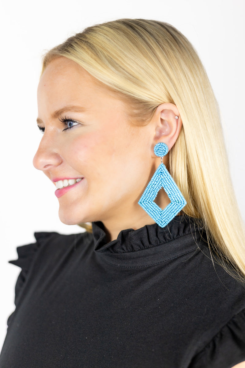 Statement Sky BlueBeaded Earrings