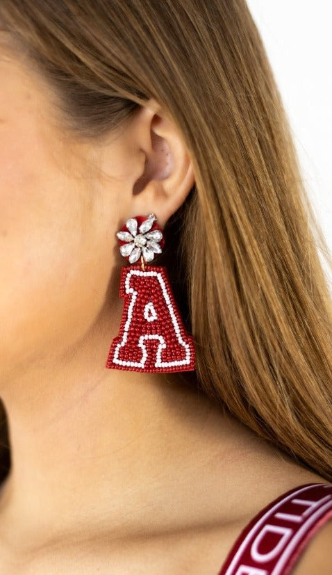 ALABAMA  Beaded  Earrings - Roll Tide