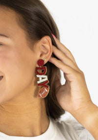 Garnet & White Beaded GAME DAY Earrings