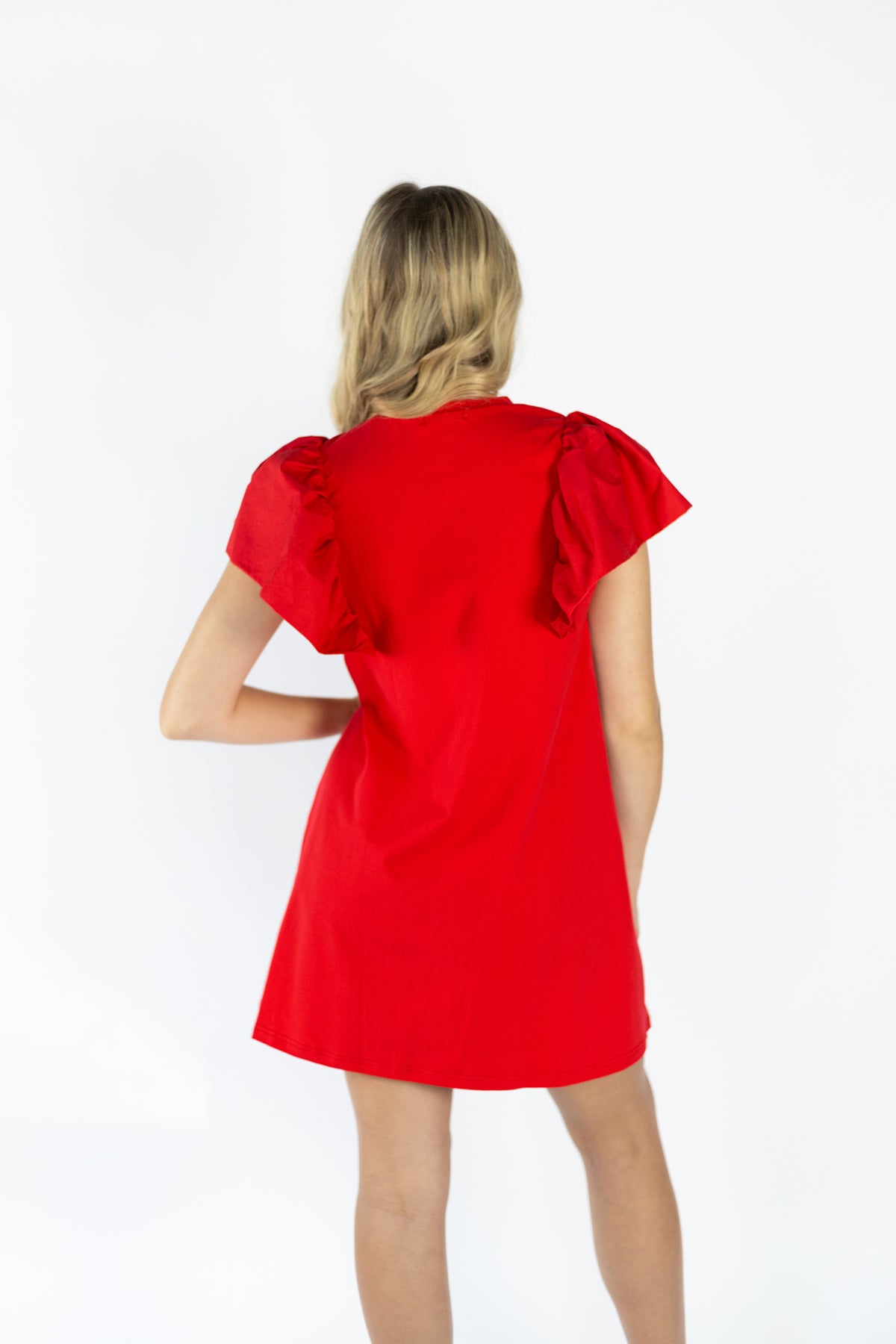 HEART ON FIRE  //  Red Ruffle Sleeve Dress