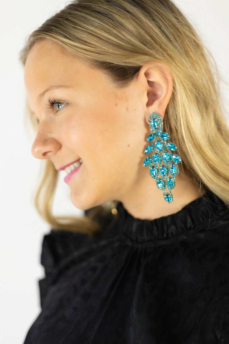 BOLD CITY Teal Chandelier Earrings