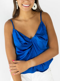 SECONDARY  //  Royal Blue Satin Twist Top