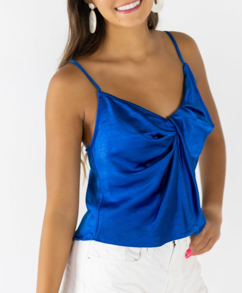 SECONDARY  //  Royal Blue Satin Twist Top