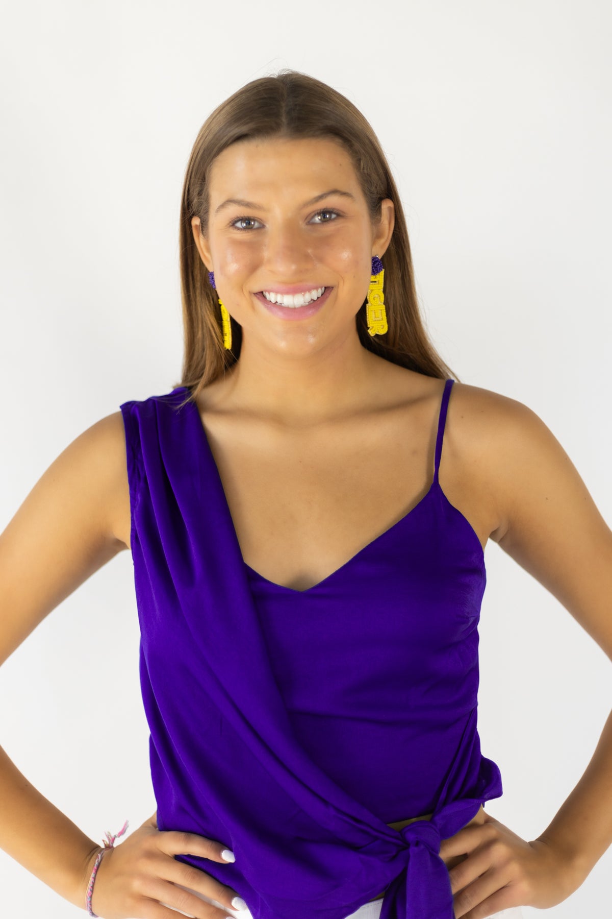 LSU Beaded Tiger Earrings