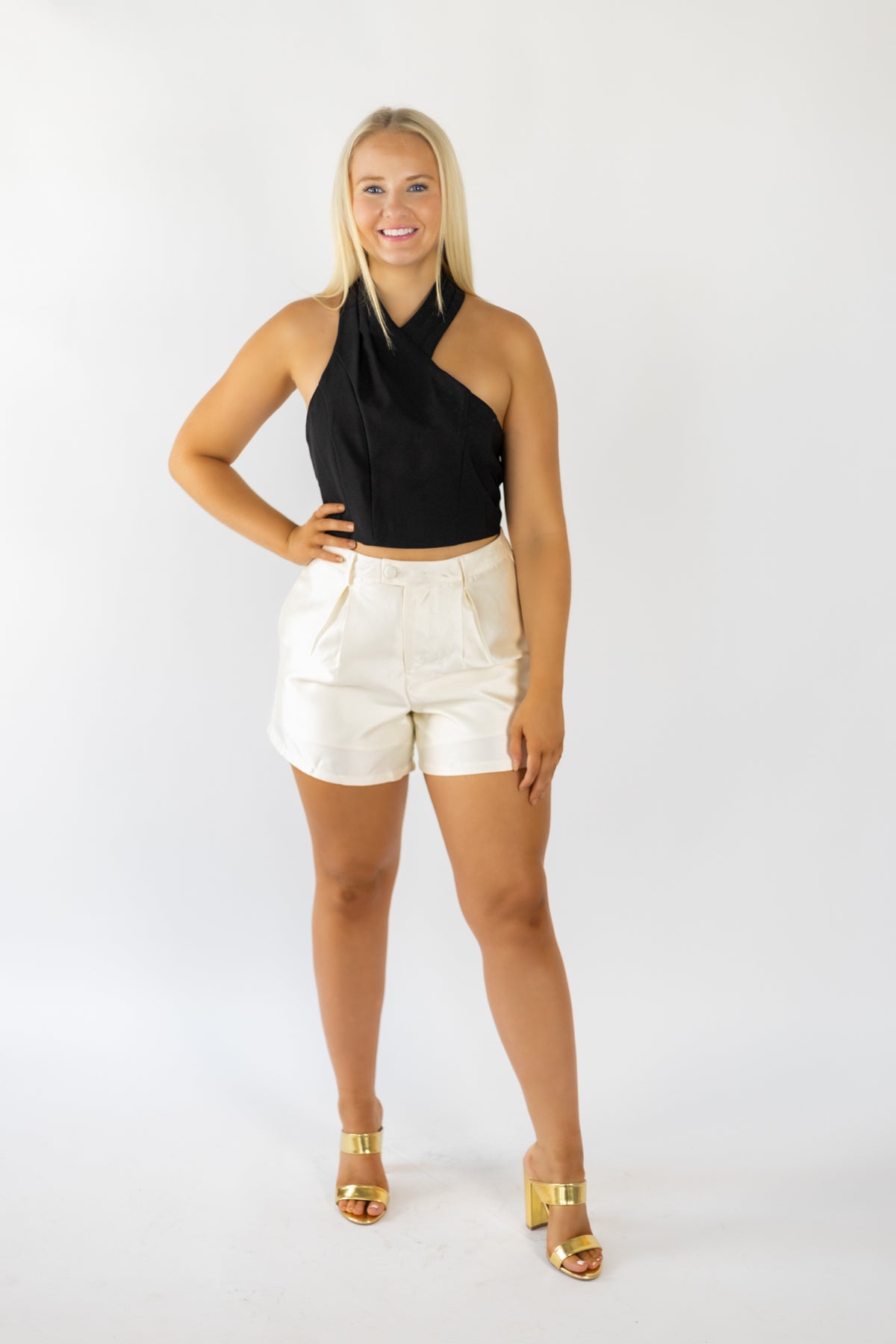 TURN IT UP  //   Ivory Twill Satin  Shorts