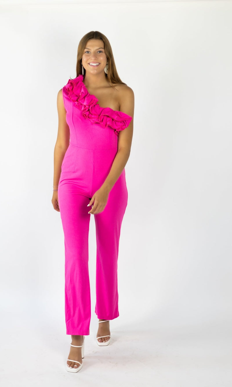 VICTORY  //  Hot Pink One Armed Jumpsuit