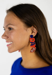 Orange & Blue Beaded GAME DAY Earrings