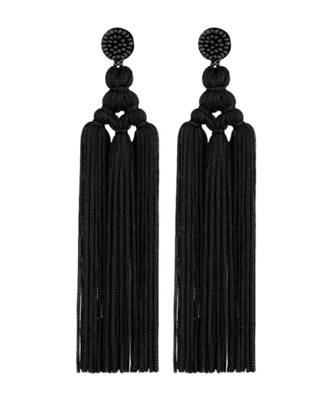 Bohemian Tassel Beaded Earrings - Black