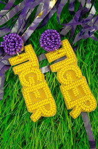 LSU Beaded Tiger Earrings