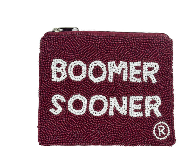 Oklahoma Beaded 'Boomer Sooner' Pouch Coin Purse